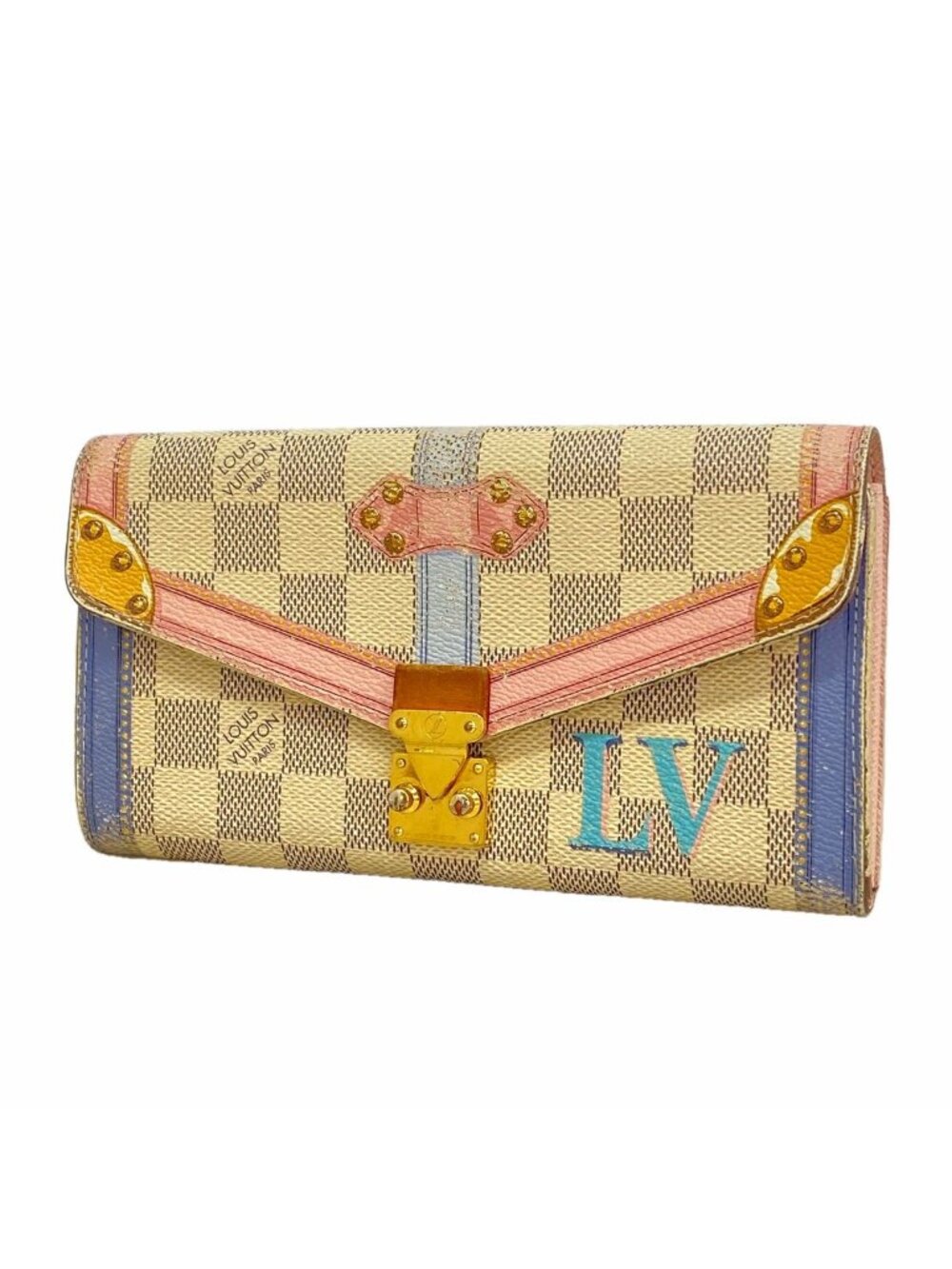 Louis Vuitton Wallet Damier Azur Summer Trunk Portefeuille Sarah White